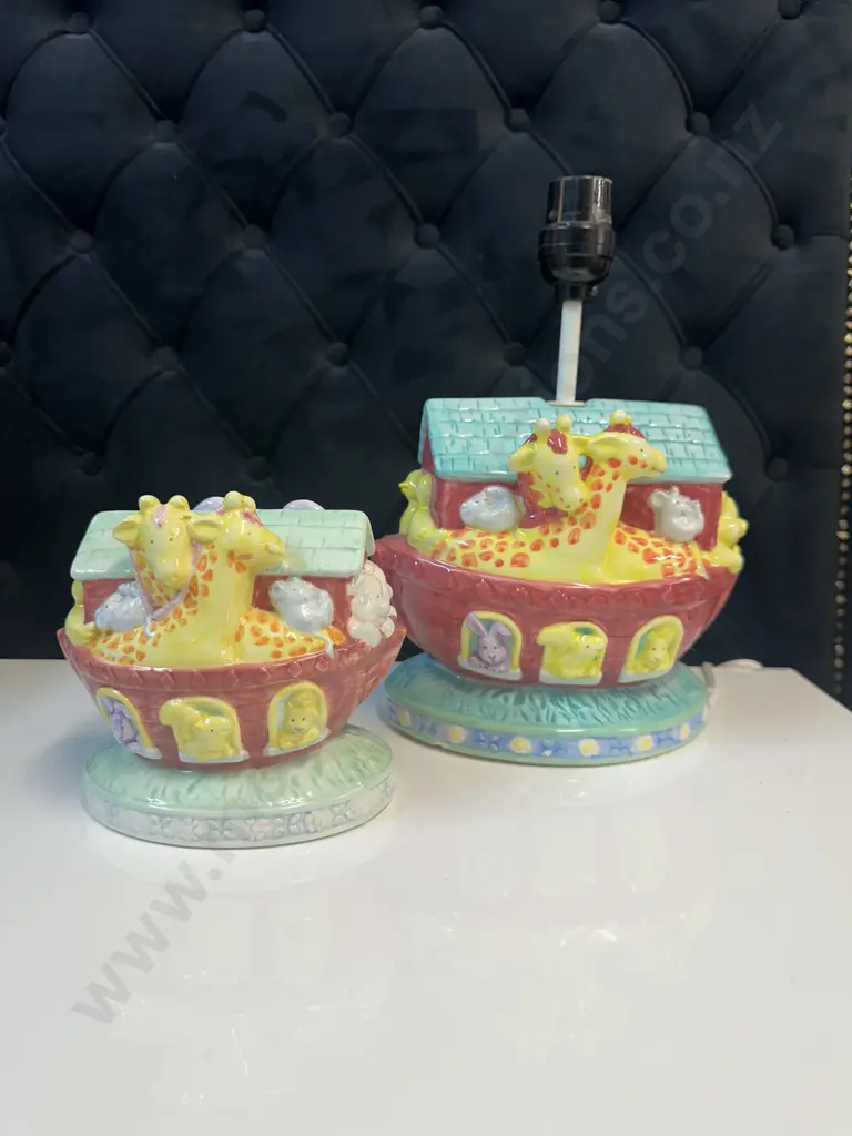 Noahs Ark Childrens Nursery Themed Table Lamp Base & Money Box By CR Gibson Image 1++